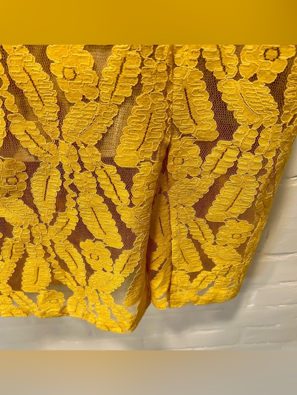 Yellow Lace Strappy Back Dress Sheer Overlay Coquette Romantic Wedding Guest XL - Picture 8 of 9